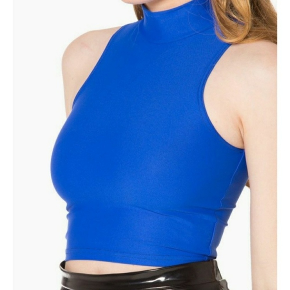 Black Milk Museum Matte Royal Blue Highneck Crop -